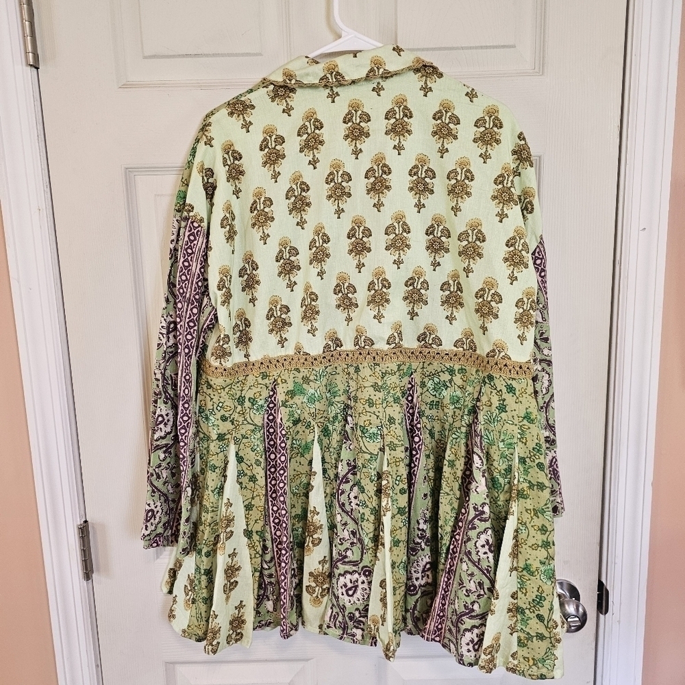 Free People Hazy Baby Printed Oversized Bohemian Mixed Printed Mini Dress Tunic - Picture 8 of 8